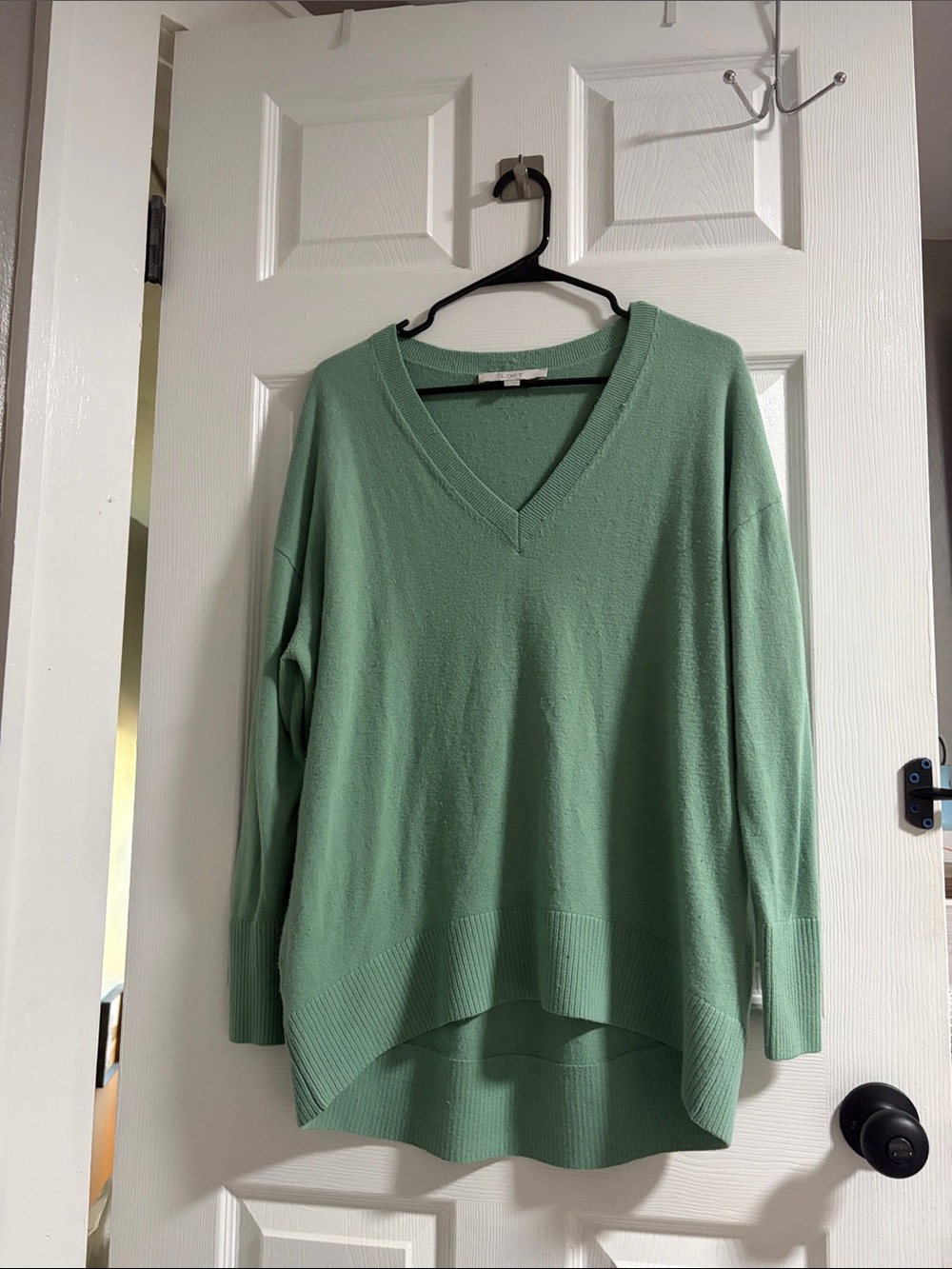 LOFT Mint Green V-Neck Knit Sweater— super soft